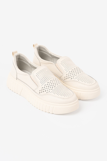 schoenen Leer met platform beż