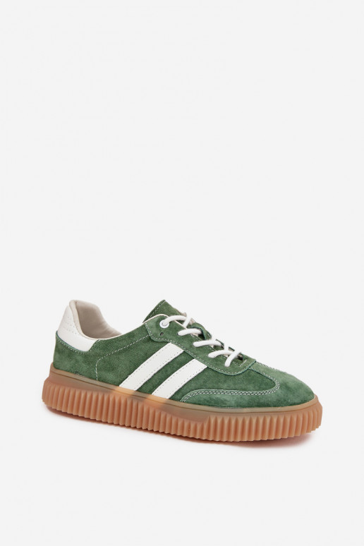van suède Sneakers model schoenen Dames met platform groene kleur Venera van suède Sneakers model schoenen Dames met platform groene kleur Venera