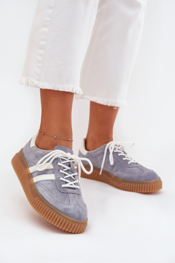 van suède Sneakers model schoenen Dames met platform blauIn Venera