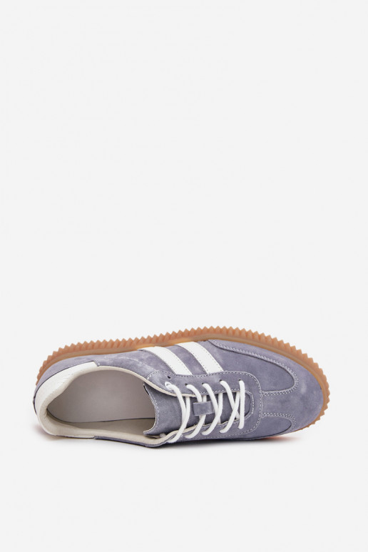 van suède Sneakers model schoenen Dames met platform blauIn Venera
