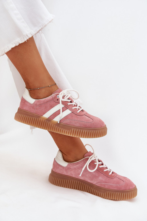 van suède Sneakers model schoenen Dames met platform roze Venera