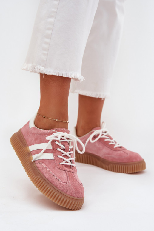 van suède Sneakers model schoenen Dames met platform roze Venera
