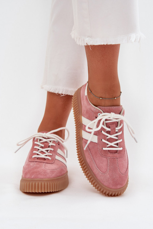 van suède Sneakers model schoenen Dames met platform roze Venera