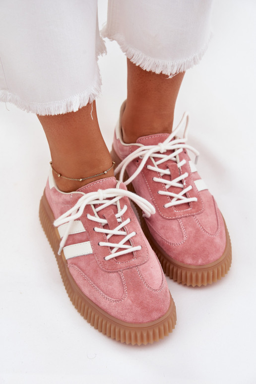 van suède Sneakers model schoenen Dames met platform roze Venera