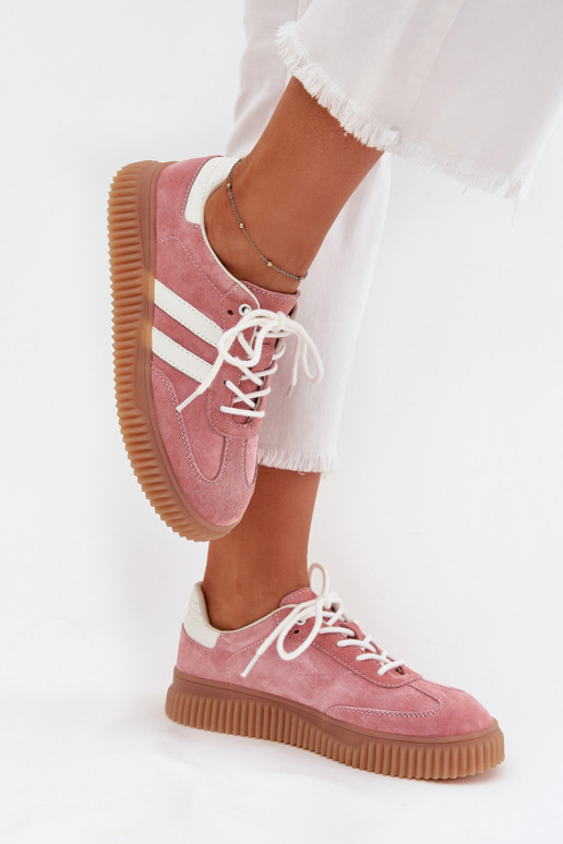 van suède Sneakers model schoenen Dames met platform roze Venera