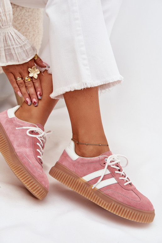 van suède Sneakers model schoenen Dames met platform roze Venera