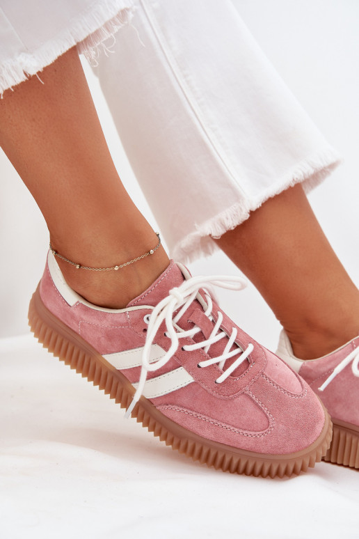 van suède Sneakers model schoenen Dames met platform roze Venera