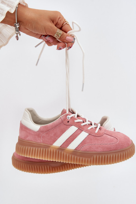 van suède Sneakers model schoenen Dames met platform roze Venera