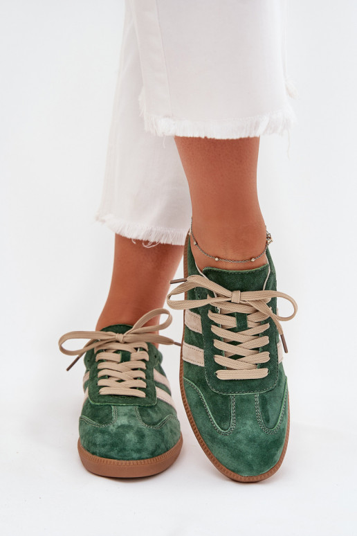 van suède Sneakers model schoenen Dames groene kleur Sirella