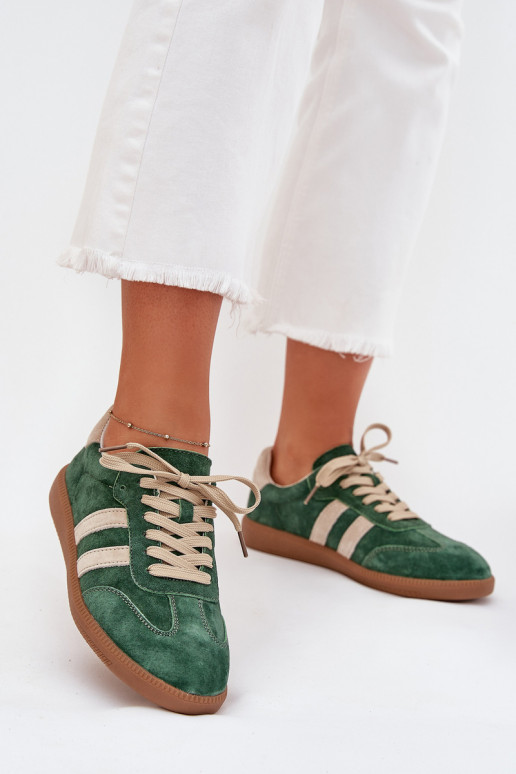 van suède Sneakers model schoenen Dames groene kleur Sirella