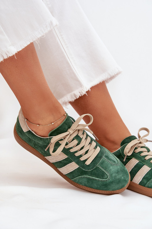 van suède Sneakers model schoenen Dames groene kleur Sirella