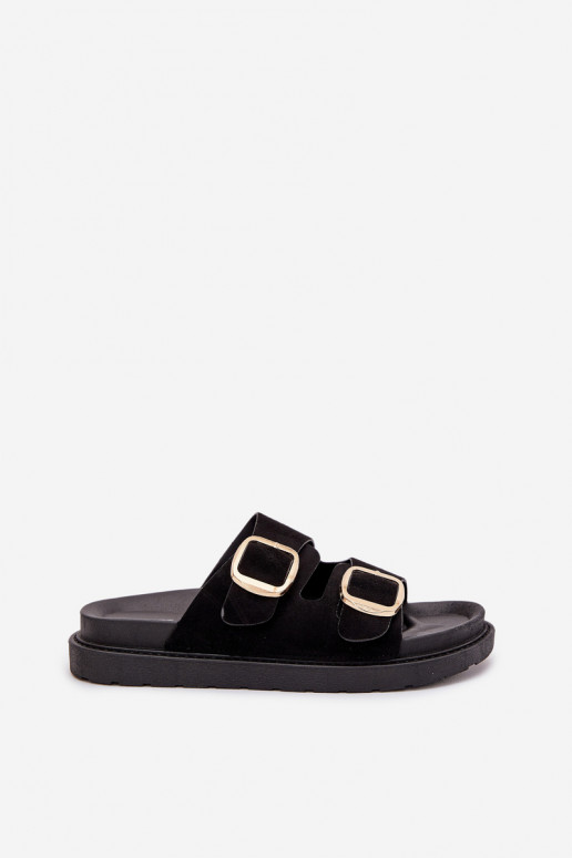 Damespantoffels met platform Ze gouden kleurmi met gespenmi zInart Verena