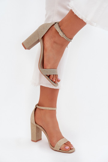 Gouden glanzende dames hoge hakken sandalen Kavina 2