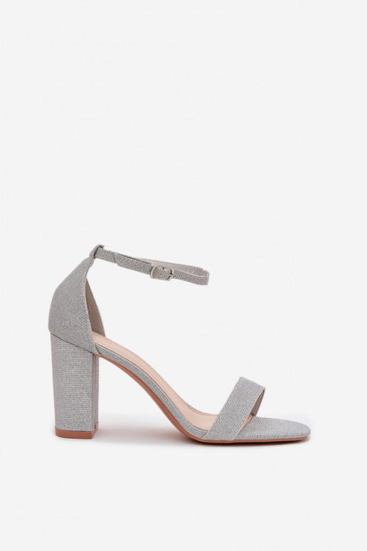 Glitters Damessandalen met hoge hakken zilvere kleur Kavina Glitters Damessandalen met hoge hakken zilvere kleur Kavina