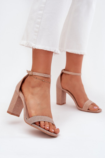 Roségouden glanzende dames hoge hakken sandalen Kavina 2