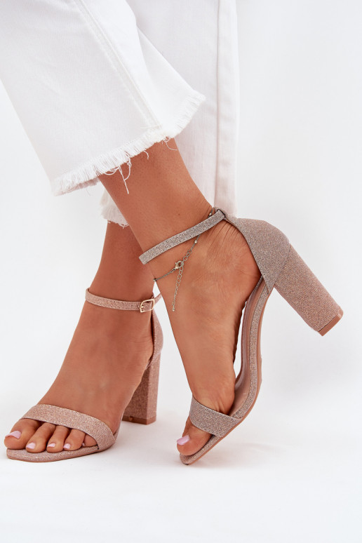 Glitters Damessandalen met hoge hakken rosé gouden kleur Kavina