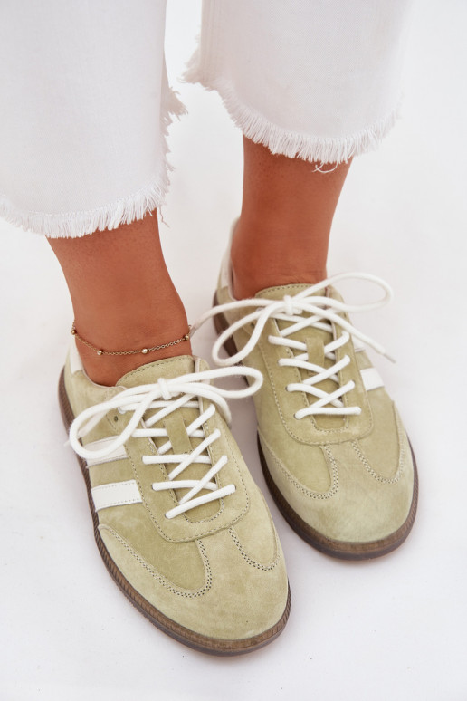 Laag Leer Sneakers model schoenen Dames Limoen Ismina