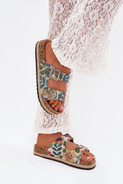 Met patroon Damespantoffels met platform met gespen Lee Cooper LCIN-25-35-3480L Verschillende kleuren