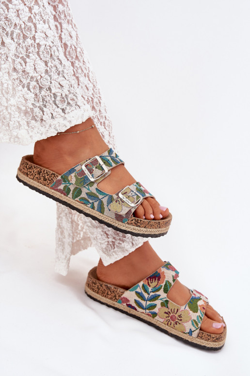 Met patroon Damespantoffels met platform met gespen Lee Cooper LCIN-25-35-3480L Verschillende kleuren