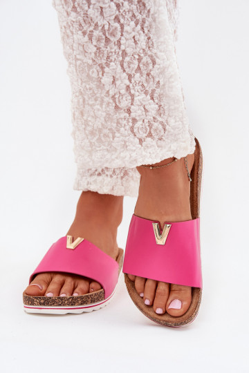 Damespantoffels met platform Met sierlijk Detalem roze Vessira