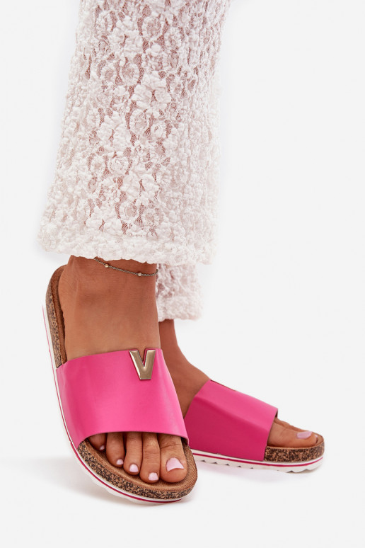 Damespantoffels met platform Met sierlijk Detalem roze Vessira