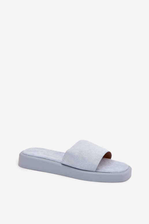 Damespantoffels met platform Z van eco-suèdeu LichtblauIn Jorina