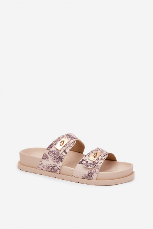 Met patroon Damespantoffels met platform beige Sorina