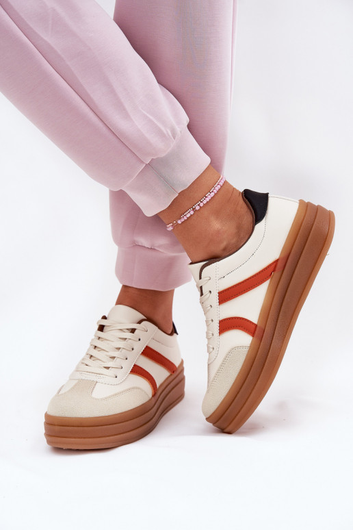 Sneakers model schoenen Dames met platform beige Tolianna