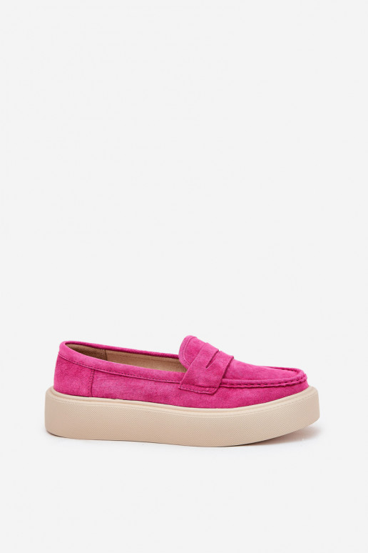 Vrouwen mocassins van suede met platform Vinceza 79535 roze kleur