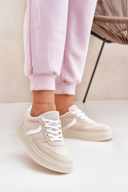 Laag Sneakers model schoenen Dames met platform beige Telmira