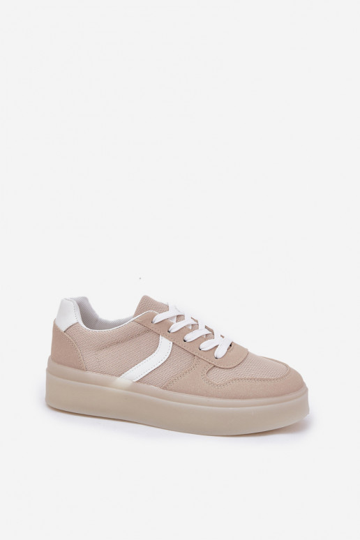 Laag Sneakers model schoenen Dames met platform beige Telmira