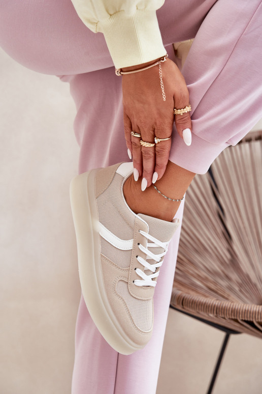 Laag Sneakers model schoenen Dames met platform beige Telmira