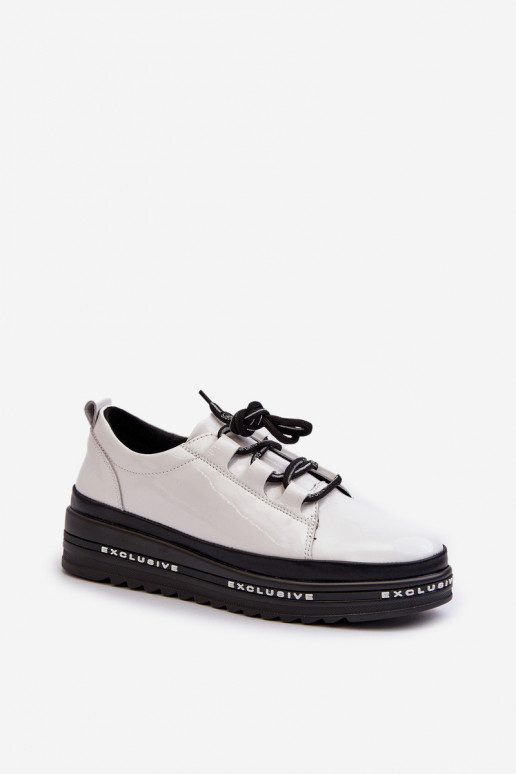 met verniseffect Sneakers model schoenen met een platform in witte kleur S.Barski LR592B