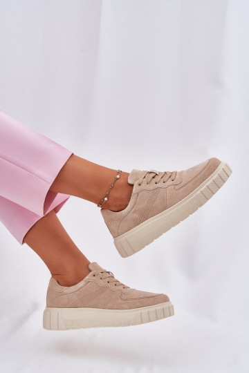 van suède Sneakers model schoenen Dames met platform beige RilInena