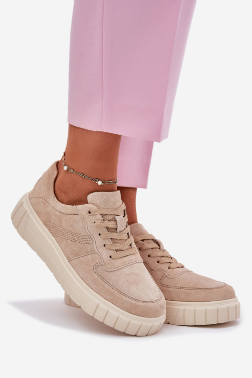 van suède Sneakers model schoenen Dames met platform beige RilInena
