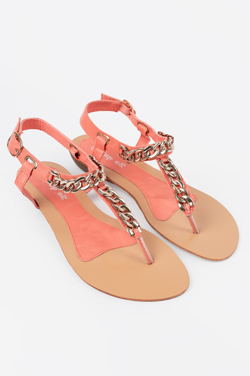 Koraal sandalen slippers met ketting