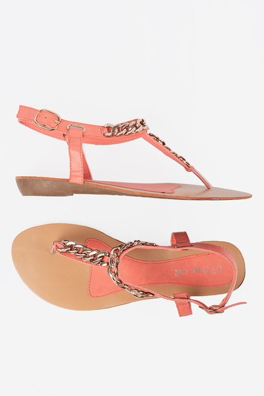 Koraal sandalen slippers met ketting