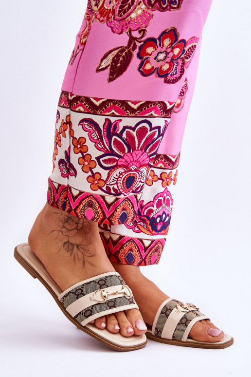 Klassieke platte slippers beige Het heeftrlene