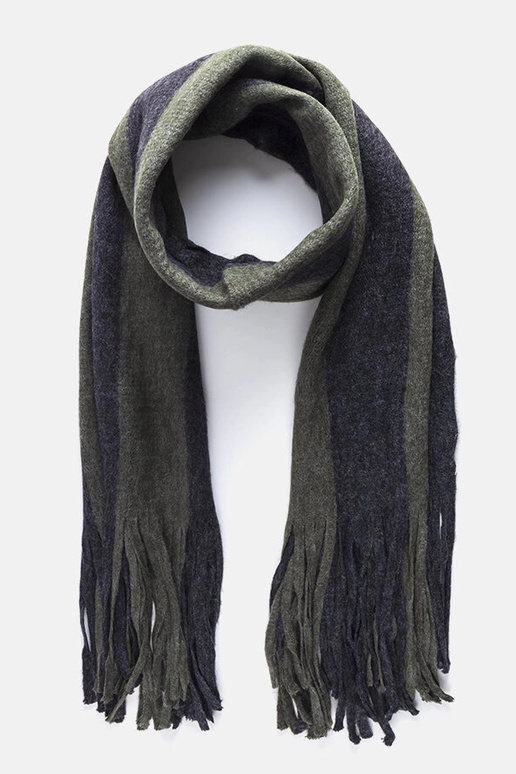 Groen-grijze sjaal met franjes Lana