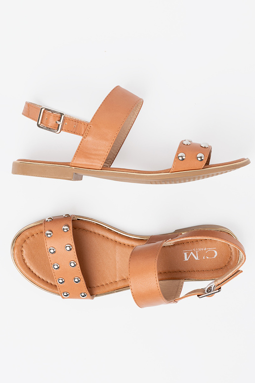 karamel kleuren sandalen vlak ze zilvermi ćIniekami karamel kleuren sandalen vlak ze zilvermi ćIniekami