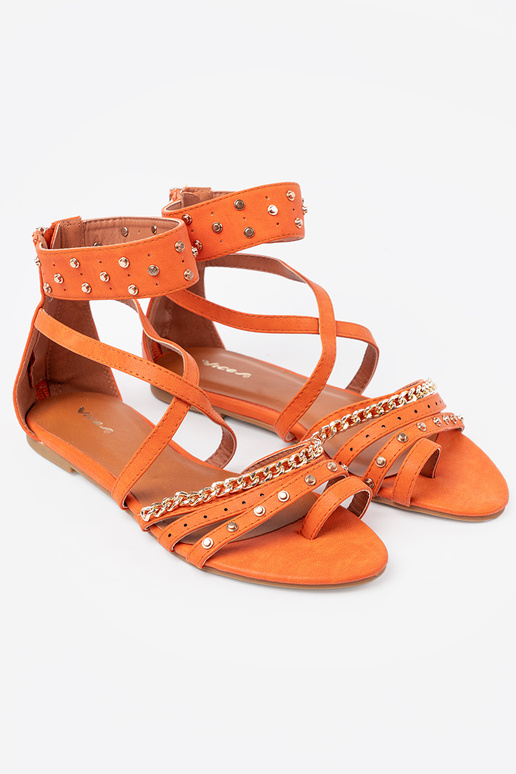 oranje sandalen boho met klinknagels oranje sandalen boho met klinknagels