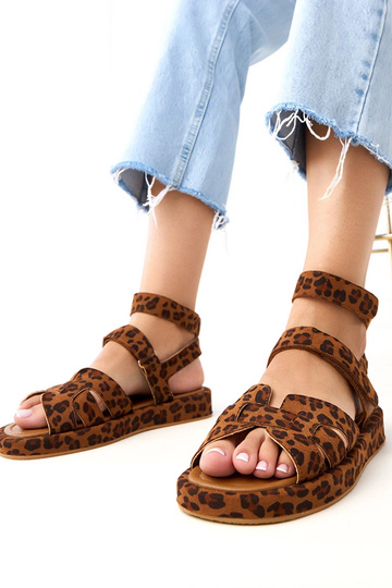 Panteros patroon sandalen met sluiting bij de enkel Maimuna