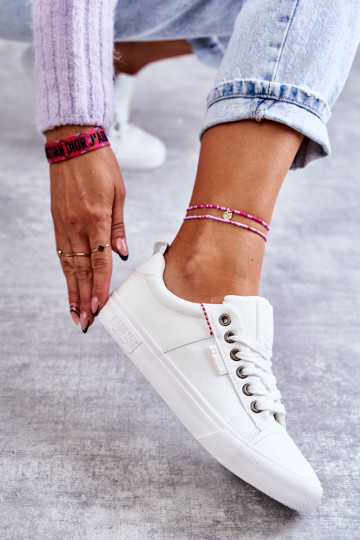 Lage dames leren sneakers Big Star KK274005 wit 2