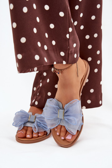 Damespantoffels met brede hakkenTiuloIną Boog Denim-materialen Tanira 2