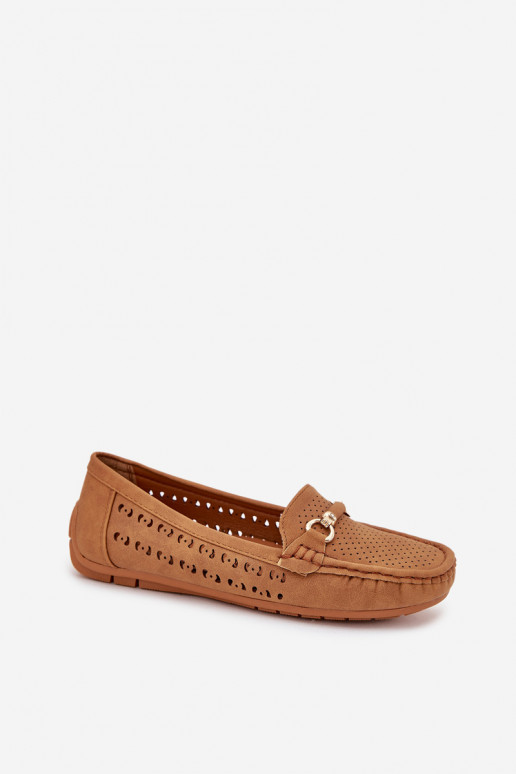 dames mocassins met elementen van opengeInerkt met ornamenten bruine kleur Kaydance dames mocassins met elementen van opengeInerkt met ornamenten bruine kleur Kaydance