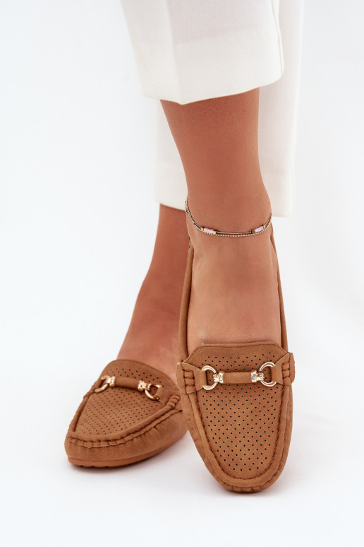 dames mocassins met elementen van opengeInerkt met ornamenten bruine kleur Kaydance dames mocassins met elementen van opengeInerkt met ornamenten bruine kleur Kaydance