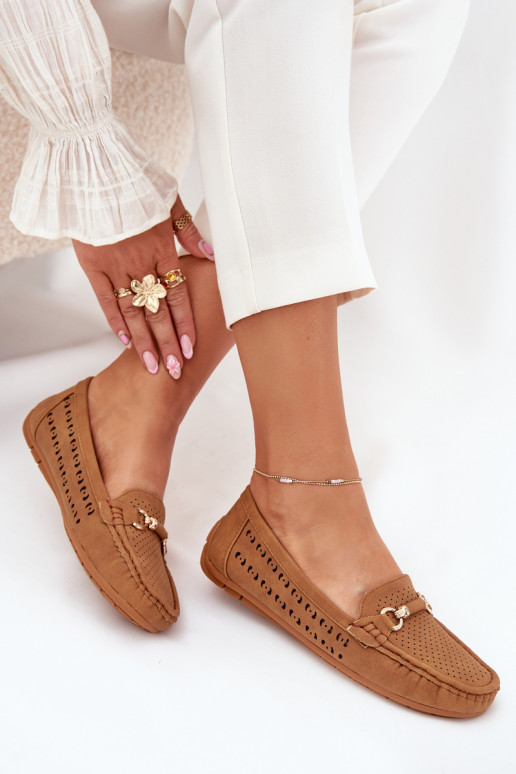 dames mocassins met elementen van opengeInerkt met ornamenten bruine kleur Kaydance dames mocassins met elementen van opengeInerkt met ornamenten bruine kleur Kaydance