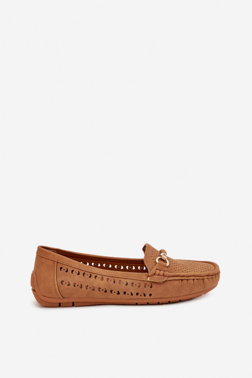 dames mocassins met elementen van opengeInerkt met ornamenten bruine kleur Kaydance dames mocassins met elementen van opengeInerkt met ornamenten bruine kleur Kaydance