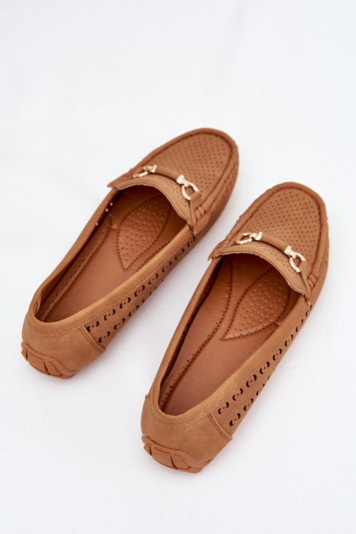 dames mocassins met elementen van opengeInerkt met ornamenten bruine kleur Kaydance dames mocassins met elementen van opengeInerkt met ornamenten bruine kleur Kaydance