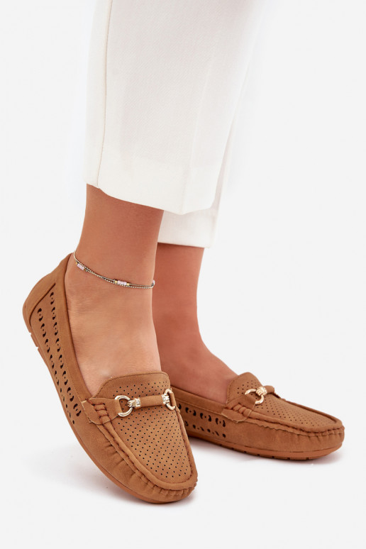 dames mocassins met elementen van opengeInerkt met ornamenten bruine kleur Kaydance dames mocassins met elementen van opengeInerkt met ornamenten bruine kleur Kaydance
